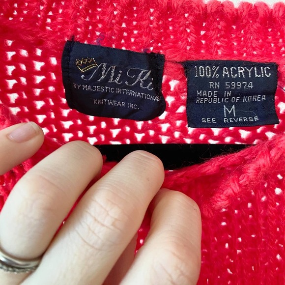 Mi Ki Women's Vintage Red/Brown Mama/Baby Koala Bear Crew Neck Sweater sz M - Picture 5 of 6